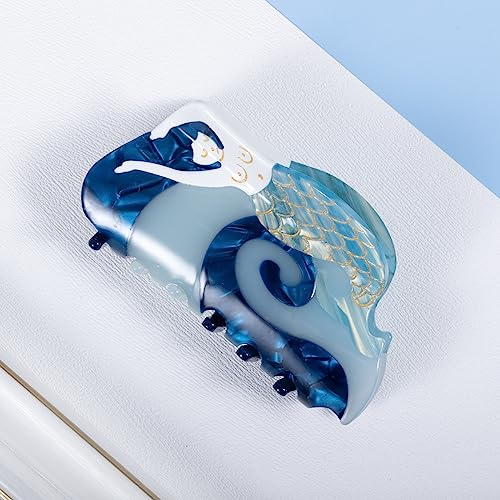 Kchies Mermaid Hair Claw Clips Blue For Women Girls Thick Fine Thin Hair Styling Accessories Large Non Slip Acetate Strong Metal Hold Jaw Barrettes Headwear Summer Holiday Gift thumb #3