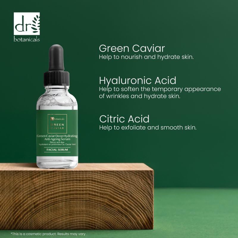 Dr Botanicals Green Caviar Deep Hydrating Anti-Ageing Serum - Rejuvenate and Nourish Your Skin - Intense Hydration for Youthful Glow 30ml / 1.01fl oz - Image 2