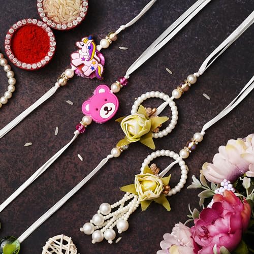 Webelkart Combo of 4 Lumba Rakhi Set for Bhaiya Bhabhi | Rakhi for Brother Bhabhi and Kids Rakhi Lumba Floral Rakhi | Rakhi Gifts, Rakhi for Sister Gift for Rakhshbandhan (B0D47J1K3T) Amazon Price History, Amazon Price Tracker
