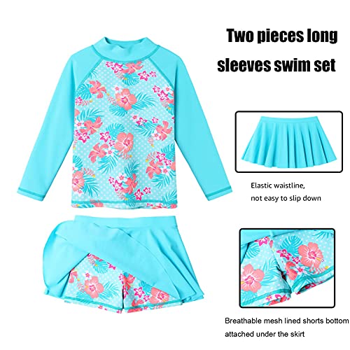 BAOHULU Girl's Two-Piece Long Sleeve Swimsuits UPF50+ Rash Guard Kids Bathing Suit2