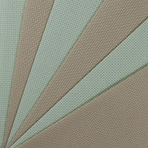 Image of KCS 6 pc of 12 inch x 18 inch(30cmx45cm) 14CT Counted Cotton Aida Cloth Cross Stitch Fabric (Light Green+Yellow Beige it)