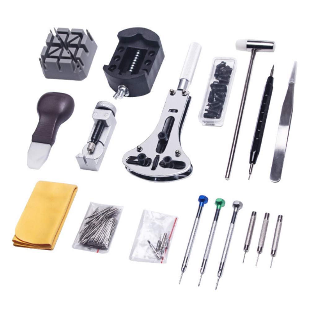 Uhrenreparaturset mit Tragetasche, Uhrenarmband-Verbindungsstift-Entferner, Reparaturwerkzeug-Set, Uhrengehäuseöffner, Federsteg-Werkzeuge