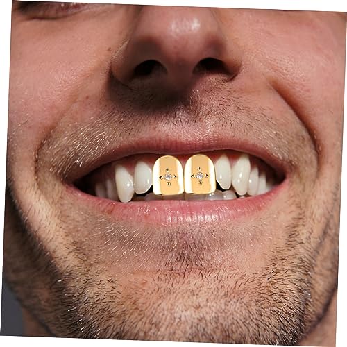 2 piezas grill para dientes hip-hop dorado duradero miniatura 2