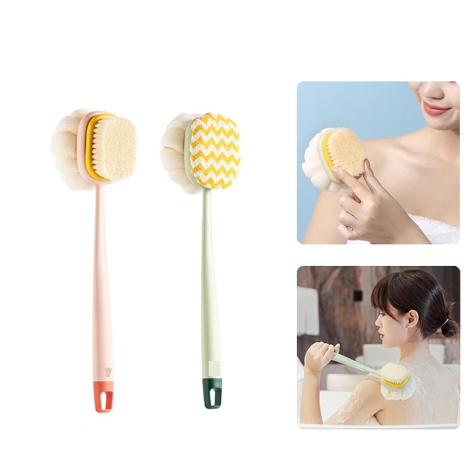 Szczotka do kąpieli pod prysznicem, Long Handle Bath Brush Multicolor Back Scrubber Shower Sponge(Pink)