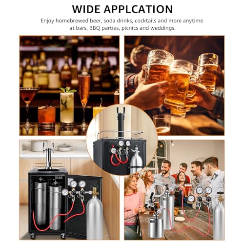 CO2 Regulator for Dual Tap Kegerator Draft Beer Tower Dispenser, Dual Keg Regulator CO2 Beer Pressure Regulator 0-60psi,CGA-320 CO2 Tank Regulator Gas Regulator 0-3000psi,Kegerator C02 Regulator Gauge