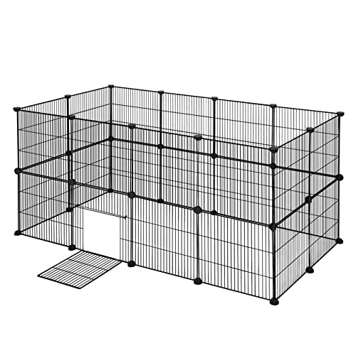 EUGAD Lapin Enclos Intérieur, Cage Modulable, DIY Parc Cochon d'Inde, Clapier Métallique Noir, Clôture Réglable,...