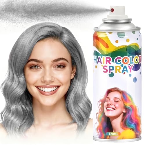Gray hair spray,Hair spray temporary for Women Kids Men, Washable Temporary Hair Dye Spray，Spray