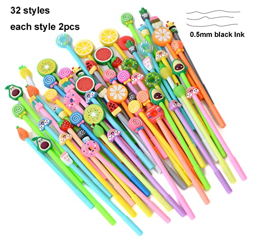 128 bolígrafos gel negro estilo kawaii surtido miniatura 4