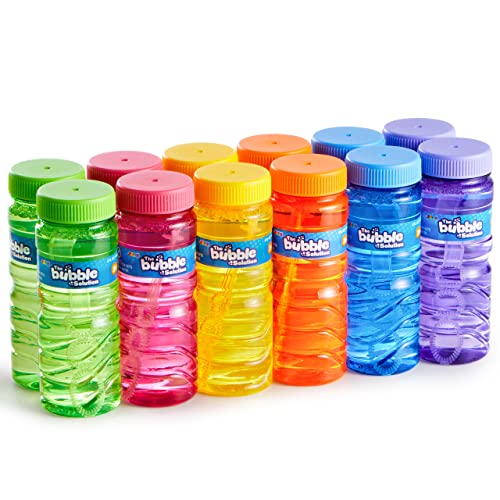 Joyin 12 Pack Bubble Bottles (4Oz Bubbles Solution), Bubbles Party Favors For Kids, Bubbles Wand Bulk, Assorted Colors Large Bubble Kit, Toddler Summer Outside Toys, Summer Gift For Kids #TOP7