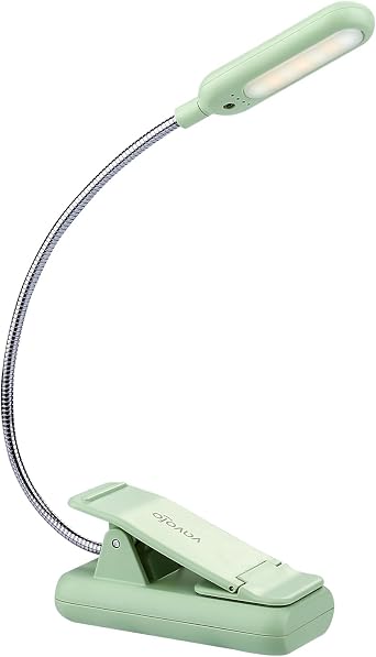 VAVOFO Rechargeable Book Light for Reading in Bed Kids, 7 LED Reading Light with 9-Level Warm Cool White Daylight, Eye Care Lamp with Power Indicator for Bookworms Avocado Green