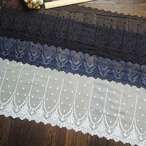 2 Yards White Retro Floral Embroidery Lace Trim Lace Fabric For Diy By The Yard 7.8 Inches Width #TOP6