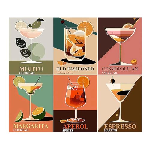 Peinture par numéros adulte cocktail et vin pour créer une déco murale de cuisine