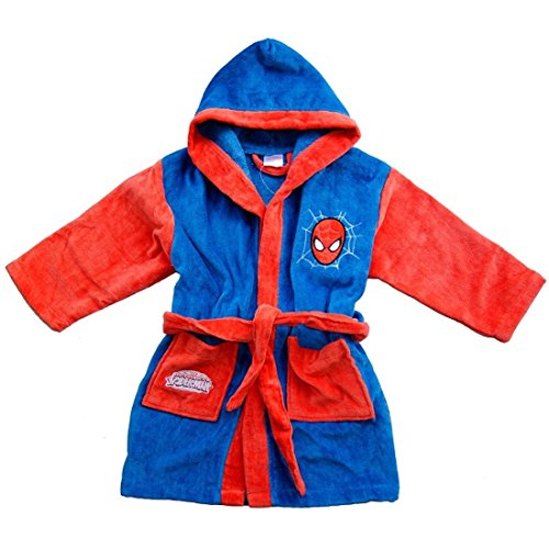Albornoz de tela esponjosa, con capucha, para niño, de Marvel - Spiderman *05514, niño, rojo, 8-9 años