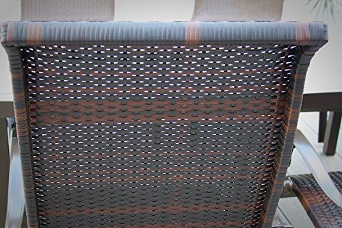 Pebble Lane Living Weather Resistant 7Pc Powder-Coated Cast Aluminum And Wicker Swivel Rocking Patio Furniture Set With Arms - Brown #TOP3