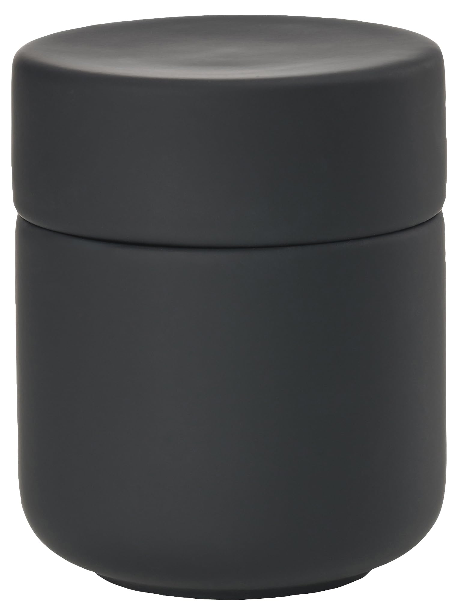 Zone Denmark Ume Storage Jar with Lid, Bathroom Organiser for Cotton Pads, Makeup and Accessories, Stoneware Soft Touch Finish, Ø 8.3 cm H 10.3 cm, Black