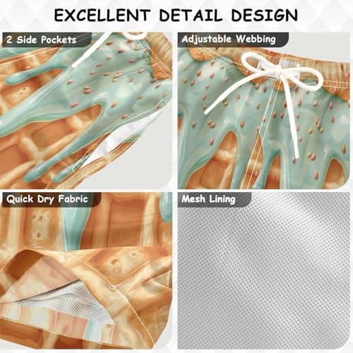 Boccsty Glaze Sprinkles Teal Coral Ice Cream Boys Swim Trunks Baby Kids Swimwear Summer Toddler Beach Board Shorts 2T3