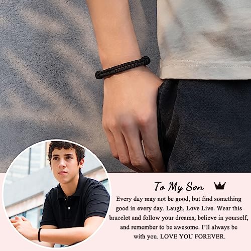 Pinkdodo Son Gifts From Mom And Dad, Son Bracelets For Teenage Teen Boys 11 13 16 18 Year Old Birthday Gifts For Boys, Graduation Valentine's Day Christmas Gifts For Son Teens From Mother Father #TOP1