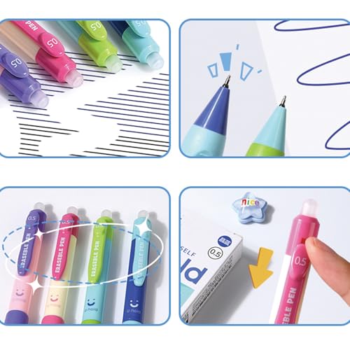 MOZXIRZ 4 bolígrafos retráctiles de gel borrable 0.5mm azul miniatura 6