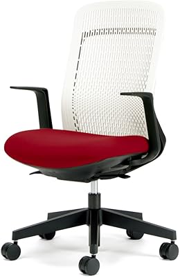 プラス デスクチェア オフィスチェア トライ Try ハイバック ホワイトシェル L型肘 KB-TR51SEL レッド 39-740