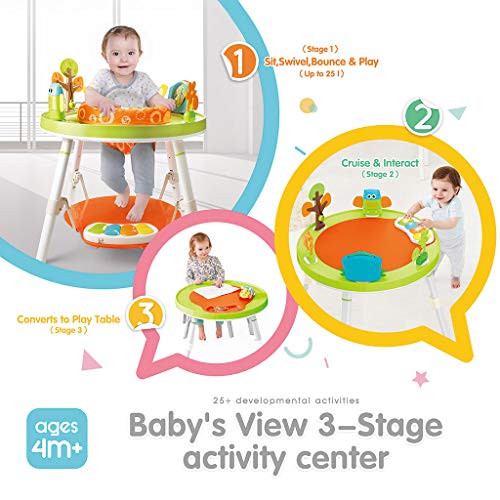 Baby Bouncers and Jumpers, Baby Walkers for Girls/Boys, Bounce Round Entertainer, Sit-to-Stand Activity Center, 3-in-1 Activity Walker and Rocker with Jumping Board and Feeding Tray (Lion Style)
