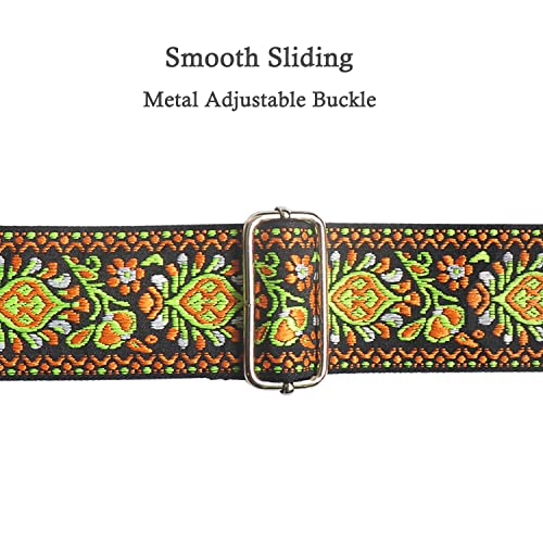 Farcaya Guitar Strap Acoustic Electric Bass Guitar Strap Jacquard Weave Cotton Adjustable Guitar Shoulder Strap With 2Strap Locks + 3Picks+ Headstock Strap Button (Yellow Flower) #TOP4