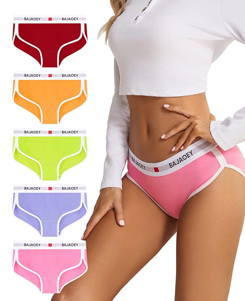 PHOLEEY Slip Unterhosen Damen Unterwäsche Feuchtigkeitsableitende Baumwolle Atmungsaktives Bikini Höschen für Frauen Weiche Bequeme Slips 5er-Pack, S, M, L