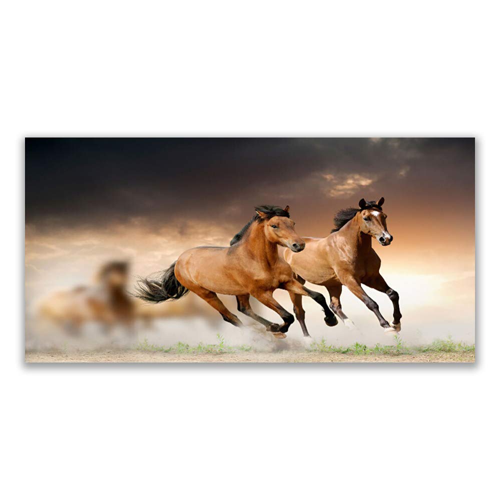 Impression sur Verre Trempé de Chevaux Sauvages pour Salon Lumineux et Moderne 120x60cm