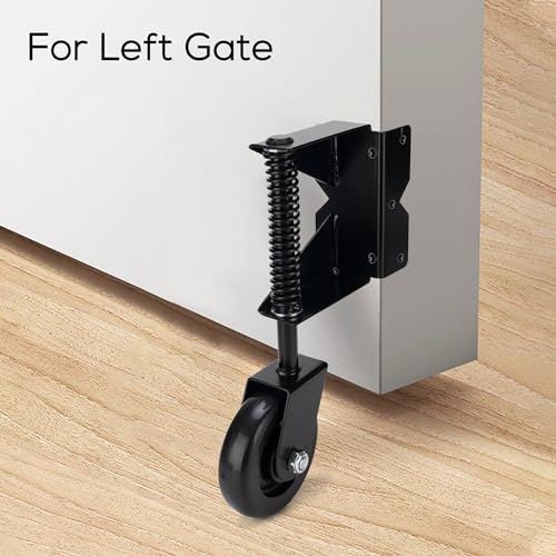 Image of Heavy Duty Gate Wheel for Wooden Gate, Spring Loaded Gate Caster Wheel, Farm Gate Wheel with 220 Lbs Capacity, 360 Swivel, for Left Gate