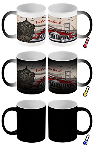 LEotiE SINCE 2004 Zaubertasse Farbwechseltasse Kaffeebecher Tasse Becher Latte Cappuccino Espresso Fernweh Stadt Istanbul
