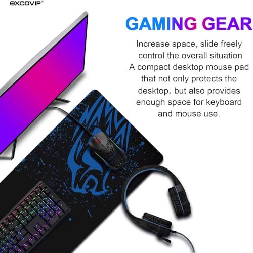 Image of KRESHU Leopard Non-Slip Rubber Base Mouse Mat 700 * 300 * 2mm Large Size Table Mat Stitched Edge Mousepad Gaming Mat Desk Mat Suitable for PC, Computer, Laptop (Blue Leopard, 1-Pcs)