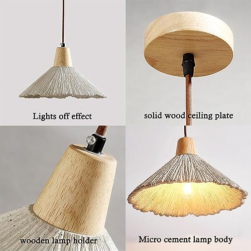 Lámpara de madera maciza colgante y cemento pulido estilo nórdico sofisticado 8