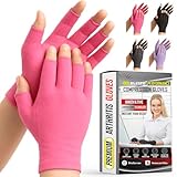 Compression Arthritis Gloves for Women and Men, Fingerless Rheumatoid Arthritis Carpal Tunnel Pain Relief Gloves, Hand Support Wrist Brace for Tendonitis Swelling Crocheting Typing Neuropathy Pink M