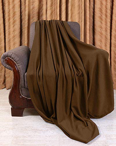 Image of 220 GSM Polar Fleece Single Bed Lightweight Plain Blanket for All Season Travel & Camping, 60x90Inch, Coffee