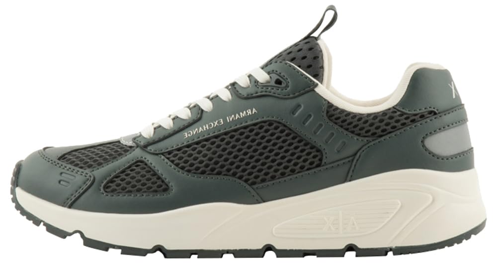 Armani Exchange Hombre Gris Zapatillas Para Bronx Pu Inserts White Laces, 44 Eu