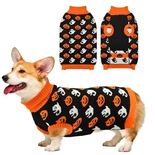 Pull d'Halloween pour chien et chat tricot col roulé citrouille taille XL - 2
