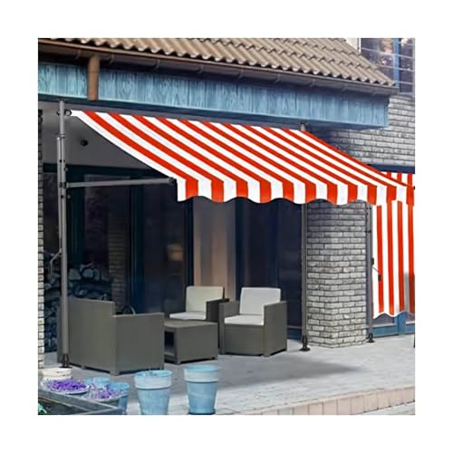 Store banne rétractable pour terrasse rouge et blanc 150 cm à manivelle - 2