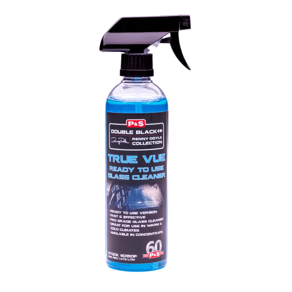 P&S Professional Detail Products - True Vue RTU Glass Cleaner - Water-Based Formula, Quickly Remove Road Film, Smoke, and Dirt from Windshields and Other Automotive Glass Surfaces (1 Pint)