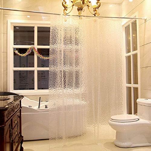 BOKIE Clear 3D Shower Curtain Waterproof Shower Curtain for Wet Room, Bathroom, with 12 Hooks, 180 x 200 cm