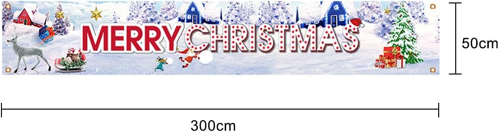 Merry Christmas Banner Large Xmas Yard Banners Christmas Party Decoration Supplies Home Holiday Bunting Banner Outdoor Indoor Christmas Decorations(9.8x 1.6 feet) - Image 5