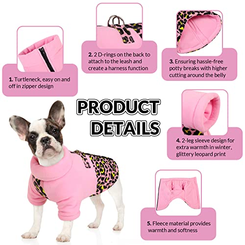 Morvigive Warm Dog Coat For Winter, Waterproof Dog Jacket With Harness For Small Medium Dogs, Zip Up Fleece Puppy Vest Cold Weather Dog Coats With Leopard Print #TOP2