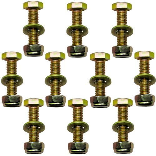 Image of M10 x 40mm Hex Head Bolt and Nylon Lock nut Flat Washer Assortment Kit by Color Galvanization,Alloy Steel,Grade 8.8.(10pcs Pack) by Metalsuberg