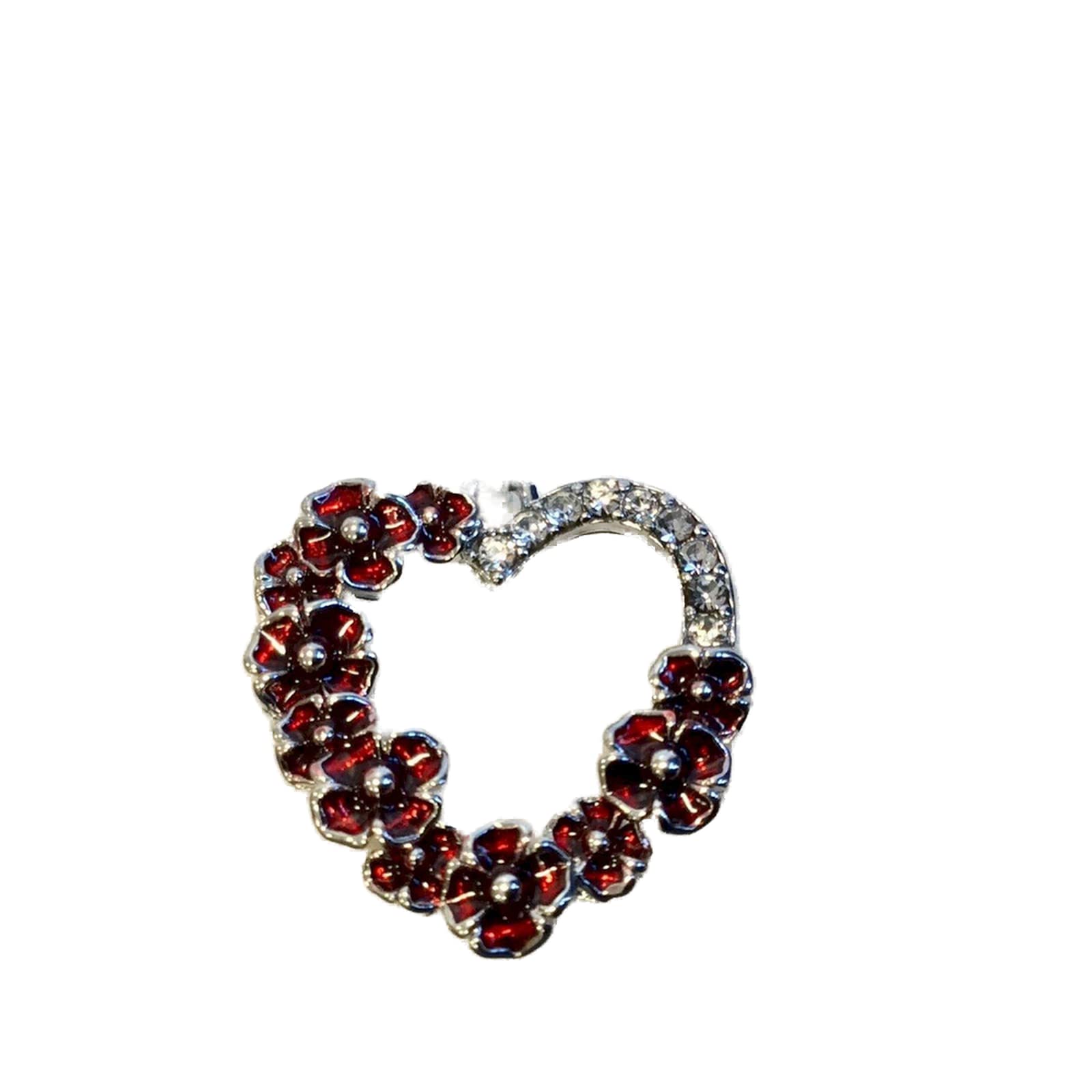 equilibriumSilver Plated Red Poppy and Diamante Heart Necklace