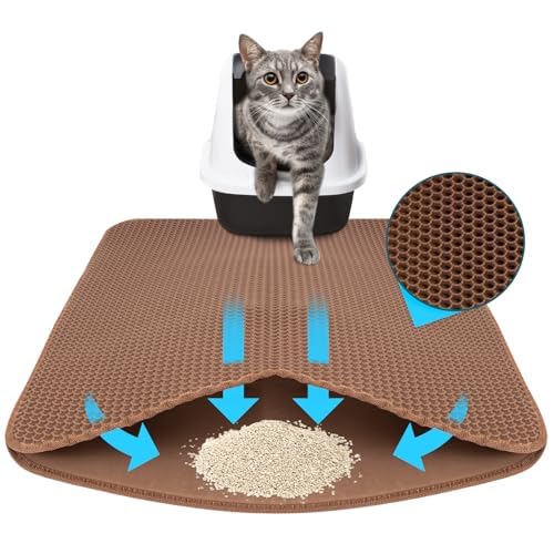 KARAT Katzenstreumatte, Braun, 61 x 38 cm, wasserdichte Unterlage für Katzentoilette - Katzenmatte â€¦ – Miniatur