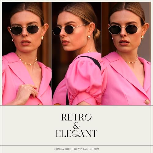 mosanana Trendy Retro Small Oval Sunglasses for Women 90s Metal Sun Glasses MS524763
