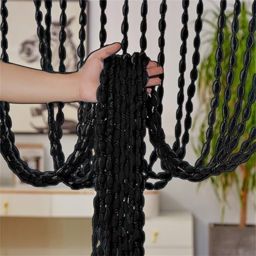 Highdi Door Curtains to Stop Flies Beaded, Door Beads Curtains for Doorways Fly Screens String Room Divider for Home Decor and Windows (Black,1 * 2M)