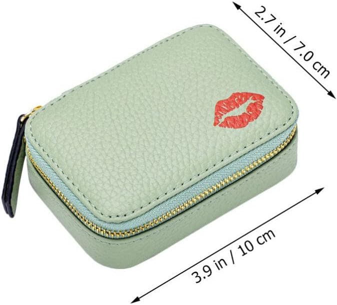 Kichvoe Portable Lipstick Makeup Bag Small Pu Leather Cosmetic Pouch with Mirror for Travel Daily Use Organizer for Lipstick Cards Jewelry - Image 2