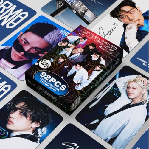 DEFGNOP Kpop Stray Kids Photocards, 60 Stück Lomo Karten, 32 Stück SK Aufkleber, Stray Kids Merch, SKZ Neue Album Karten für Fans (KARMA-C)