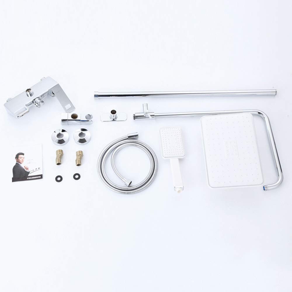 Set Doccia Argento Famiglia Doppio Sollevamento Rack Caldo E Freddo Doccia Set Ottone Rubinetto Doccia 25 15Cm Top Spray 3 Modalità Durevole Bellezza Viene,