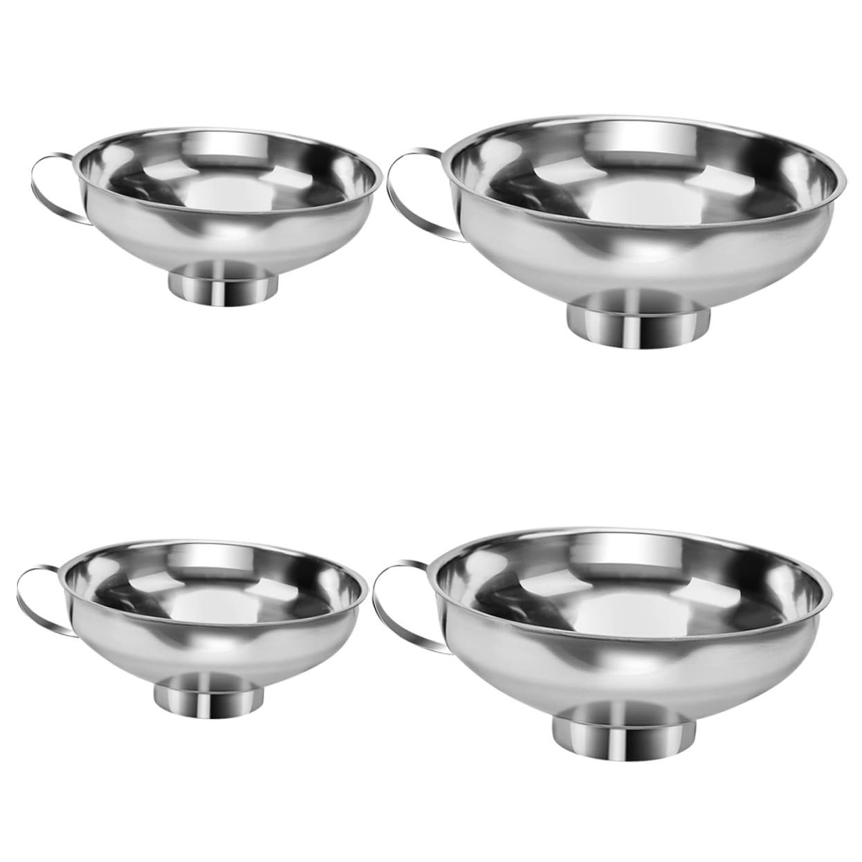 Embudo de Cocina de Boca Ancha 4 Piezas de Acero Inoxidable | Plata, Control Preciso del Flujo y Limpieza Sencilla, Uso Doméstico Diario y Cocina Profesional