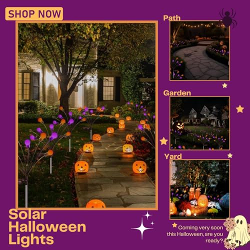 OZS 6Pack Total 48 LED Purple and Orange Solar Halloween Lights Outdoor の商品画像 3